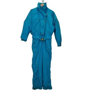 Nordica Skiwear Vintage Snowsuit Women’s 8 in Turquoise Retro Winter Gorpcore